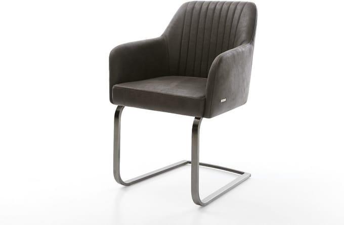 Sledestoel Greg-Flex sledemodel vlak grafiet microvelours antraciet vintage pocketveer kern