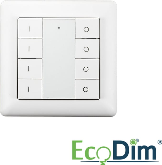 Draadloze Zigbee schakelaar van EcoDim - Werkt met de bekende verlichting apps - 4 groepen - Wit