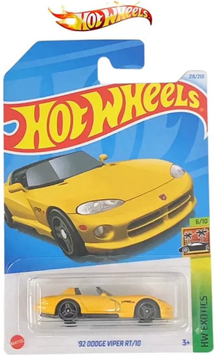 HOT WHEELS '92 DODGE VIPER RT/10 YELLOW 218/250 1:64 HW EXOTICS 6/10