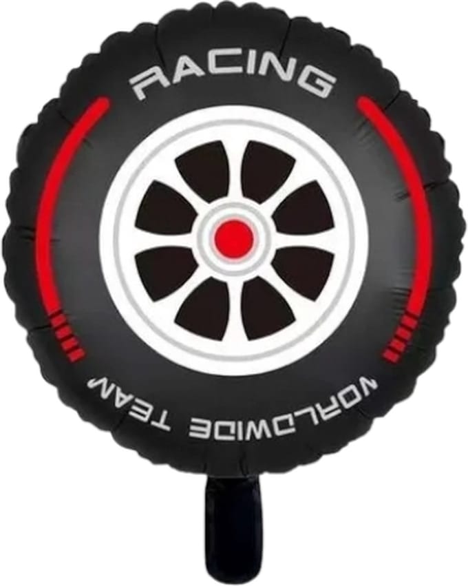 Folieballon - raceauto wiel - rood - 40cm