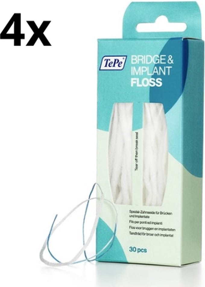 Tepe Floss Bridge & Implant - 4 x 30 stuks - Voordeelverpakking