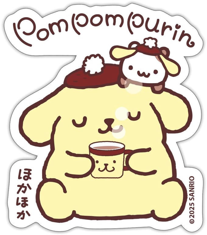 Pompompurin Drinkt Koffie Met Muffin Sticker Maat S (max. 10 x 10cm)