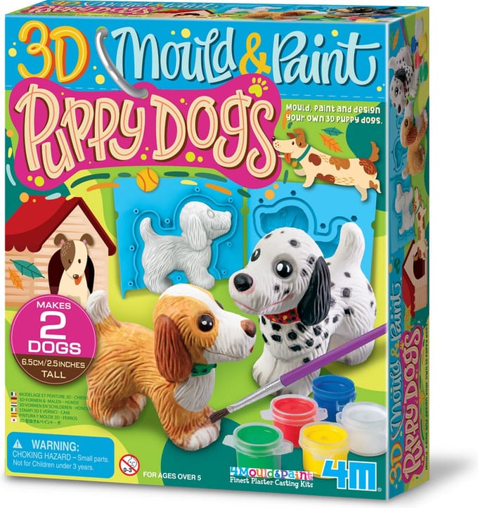 4M Knutselen - Giet En Verf - 3D Puppy Honden - Creatief Speelgoed - 5+