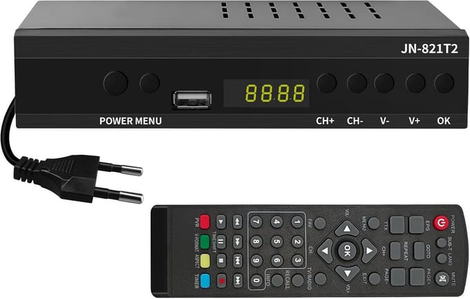 Digitale TV Ontvanger - DVB-T2 Decoder - Televisie Kijken - H.265 HEVC Compatibel - Full HD 1080p - Zwart