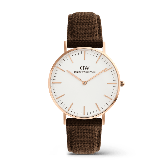 Daniel Wellington DW Watch Classic Brown Canvas Rose Gold 36mm