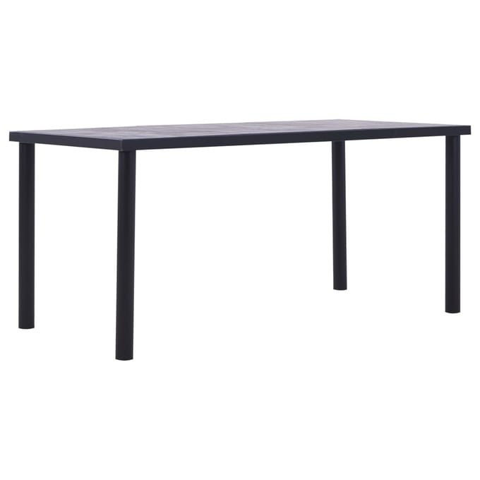 vidaXL - Eettafel - 160x80x75 - cm - MDF - zwart - en - betongrijs