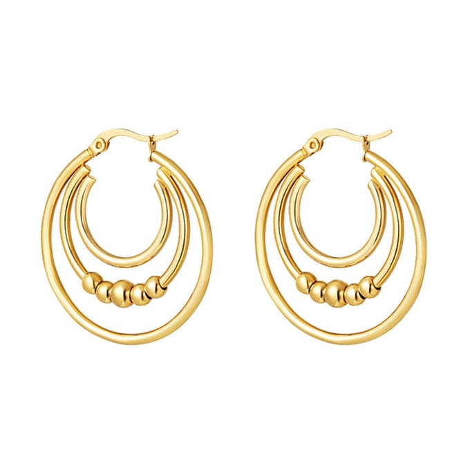 Bijoutheek Oorringen Drie Hoops En Beads Goud 0289843-188