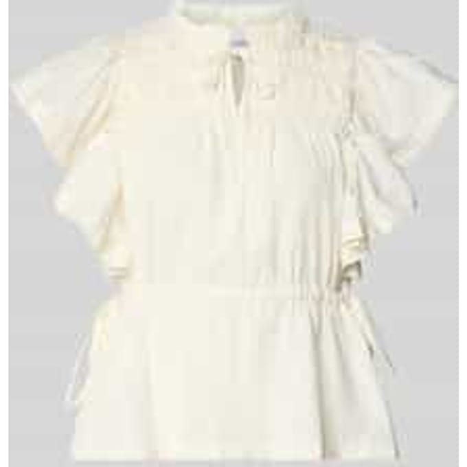Blouse met serafinokraag en vetersluiting model 'LURA'