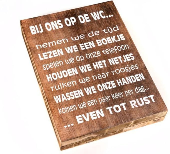 Tekstblok Bij ons op de wc 18 x 25 cm