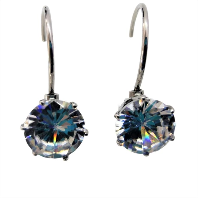 Oor hanger chirurgisch staal zilverkleurig met 6mm kristal.