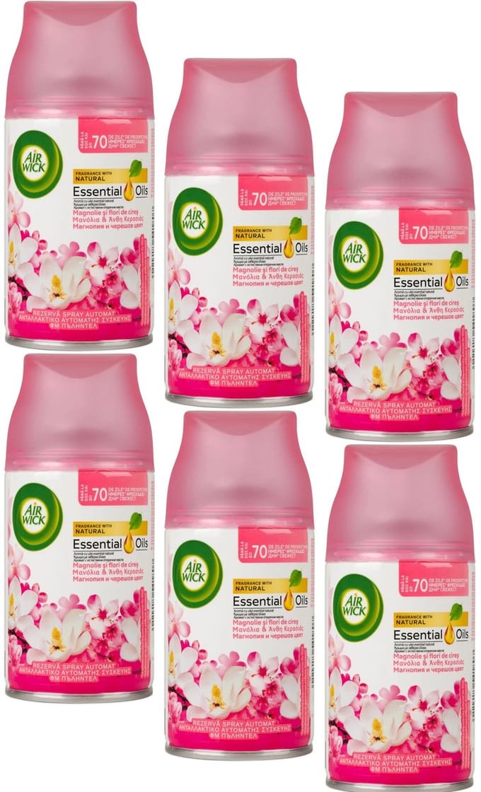 Air Wick - Luchtverfrisser - Navulling - Essential Oils Magnolia & Kersenbloesem - 250ml x 6