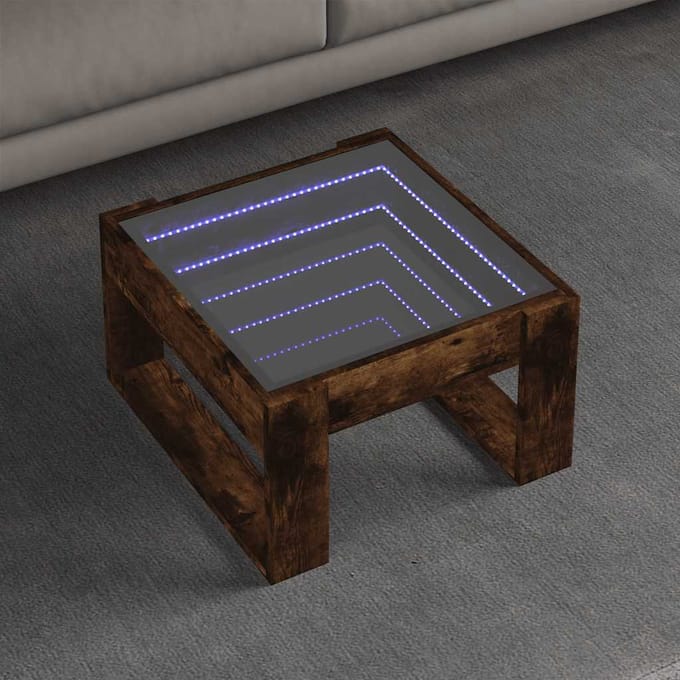 vidaXL - Salontafel - met - Infinity - LED - 50x53x30 - cm - gerookt - eikenkleurig