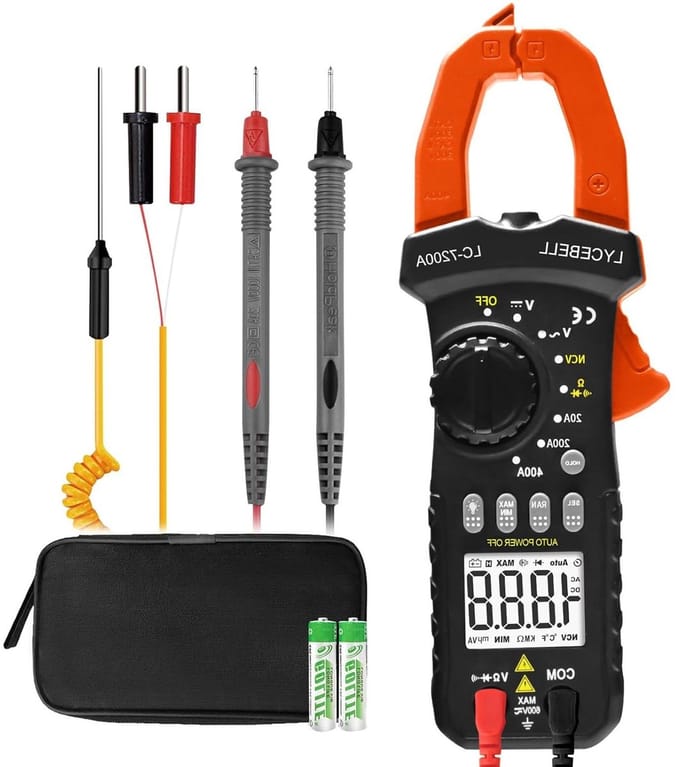 Stroomtang Meter - Multimeter Ampèremeter - Elektra Meten - Ware RMS Nauwkeurigheid - 400A AC/DC - Zwart