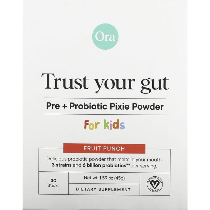 Ora, Trust Your Gut, Poudre Prébiotique + Probiotique Pixie, Enfants, Punch aux Fruits, 6 Milliards, 30 Sticks, 0,05 oz (1,5 g) Chaque