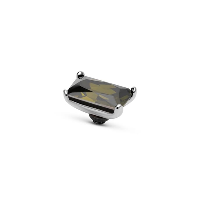 Melano Twisted Baguette Steentje Olive Zilver