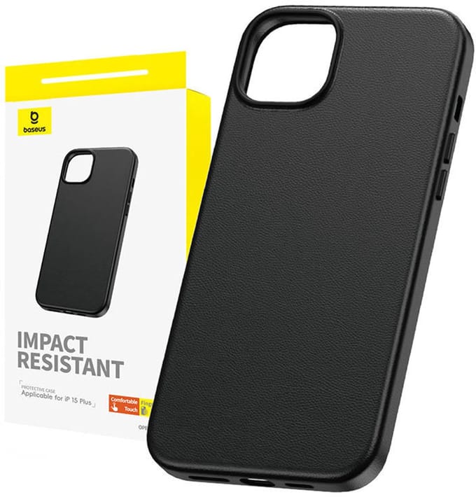 Baseus Phone Case for iPhone 15 Plus Fauxther Series (Black)