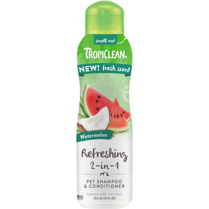 Voordeelpakket: 2x355ml TropiClean Verfrissende 2-in-1 Shampoo Conditioner Watermeloen Hond