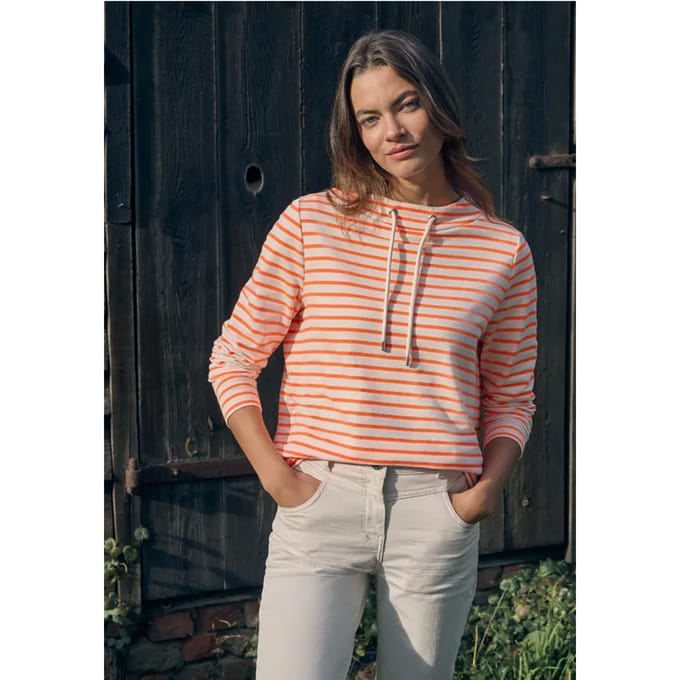 Gestreepte dames T-shirt met col Cecil