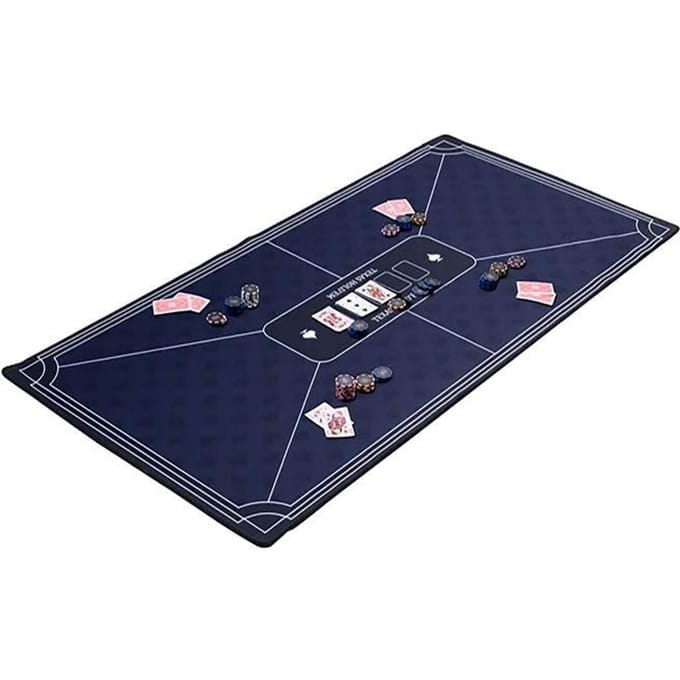 Pokerkleed Blauw 120x60 cm - Polyester & Rubber - Glad Speeloppervlak - Poker & Dobbel Accessoire - Engelhart