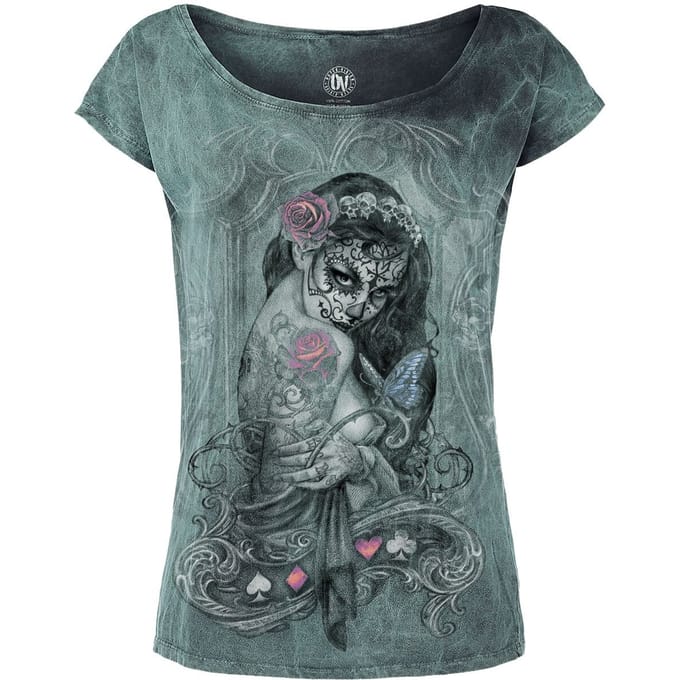 Alchemy England T-shirt - Widow's Weed - L tot XL - voor Vrouwen - turquoise