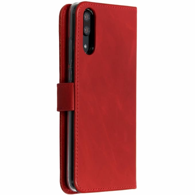 Selencia Hoesje - Geschikt voor Huawei P20 - Echt Lederen Bookcase - Rood