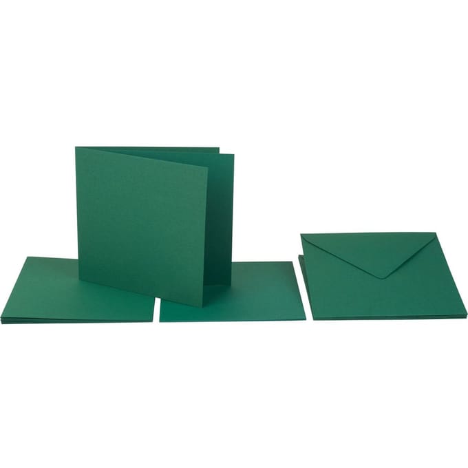 Dubbele kaarten met enveloppen en inlegvellen, 15 stuks. - Groen