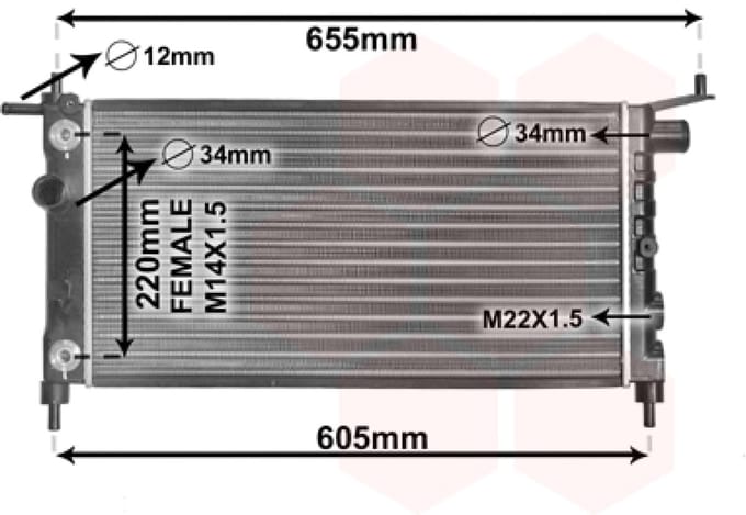 Van Wezel - RADIATOR VOOR OPEL COMBO B 1993-2000 1300150