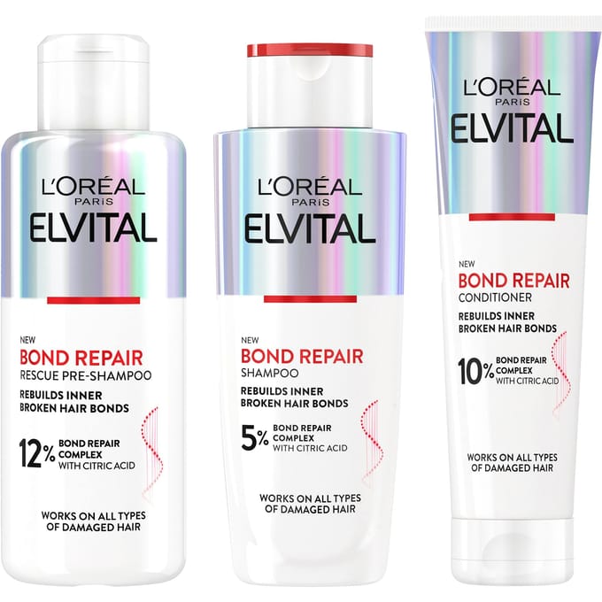 L'Or&eacute;al Paris Elvital Bond Repair Pre-Shampoo, Shampoo &amp; Conditioner 150 ml + 2 x 200 ml