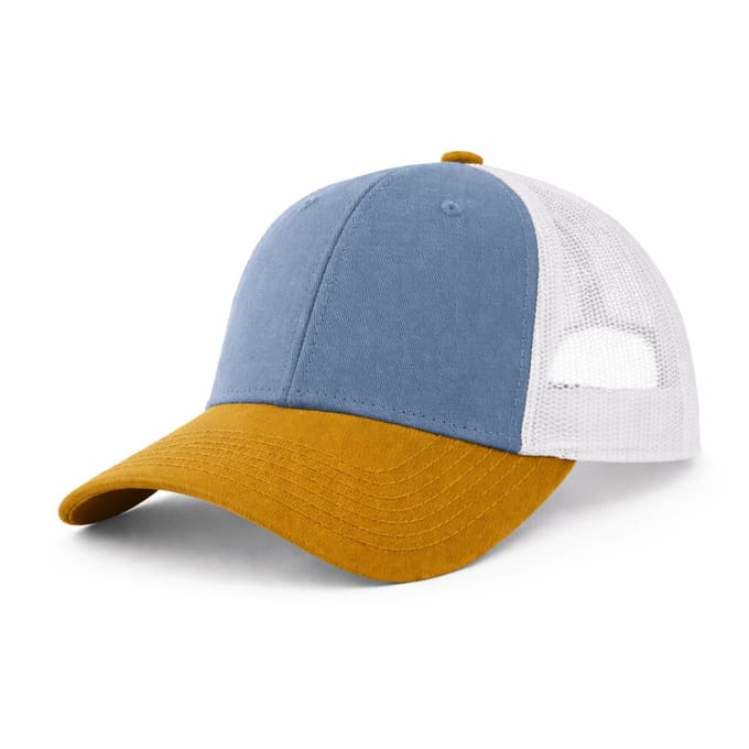 Trucker Cap - Local - Aqua & Mosterd – Verstelbare Baseball Cap met Mesh Achterkant – Unisex Volwassenen
