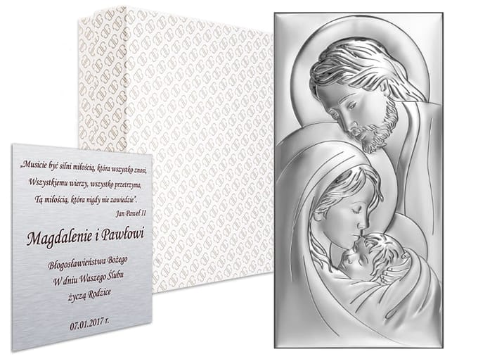 Image argentée Sainte Famille souvenir Mariage Baptême Communion 6380 6 x 12 cm