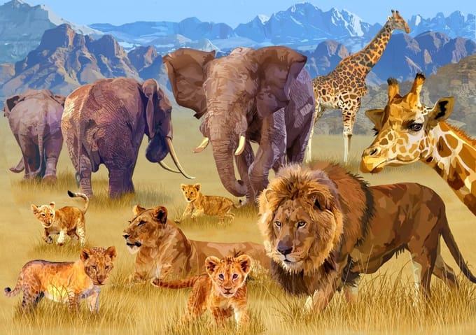 Bluebird Puzzle legpuzzel Savannah Animals - 1500 stukjes dieren.