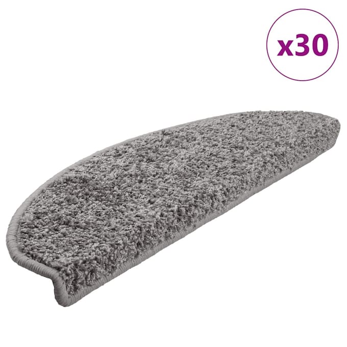vidaXL - Trapmatten - 30 - st - 65x21x4 - cm - Grijs - Halfrond - Groot