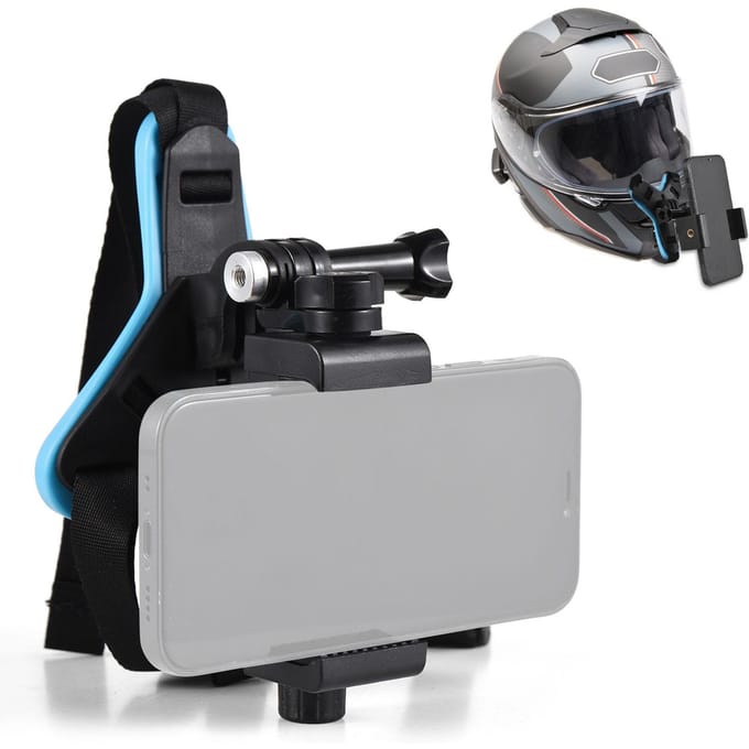Helmcamerahouder Helmhouder voor actiecamera met adapter Mobiele telefoonclip Compatibel blauw