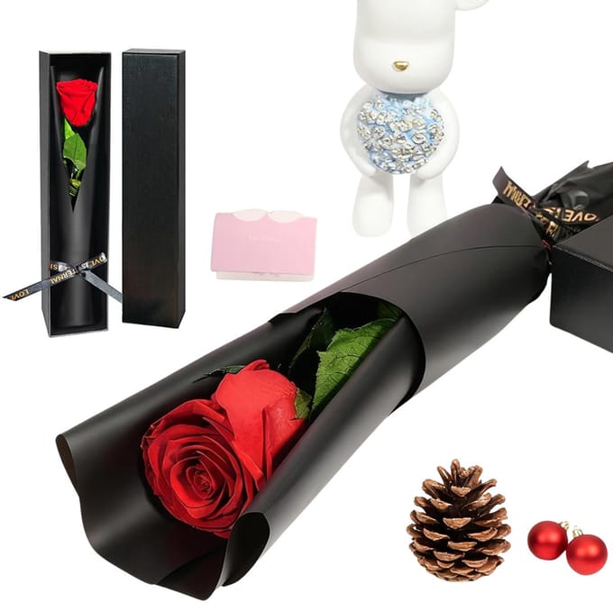 Rozen Geschenkdoos - Eeuwige Roos - Vakantiecadeaus - Red Rose - Rode Roos - 32 × 7.5 × 5.5 cm