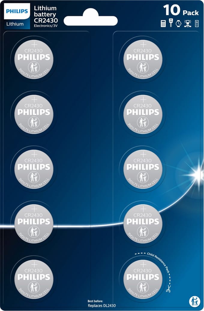 Philips CR2430 - Knoopcel batterijen - 10 stuks