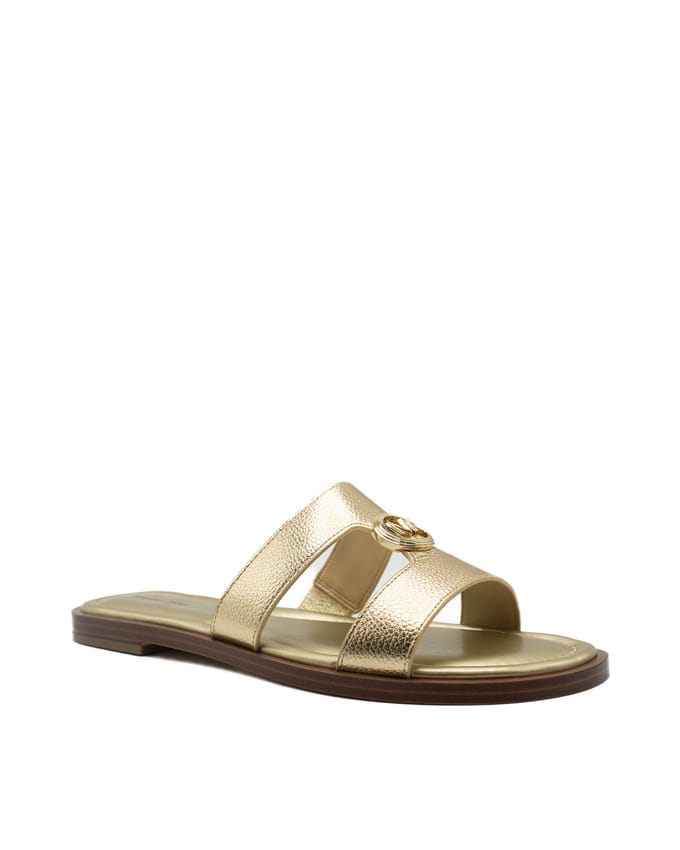Michael Kors Dames Platte sandalen - Erin Flat Sandal - Goudkleurig - Leer - - Maat 37