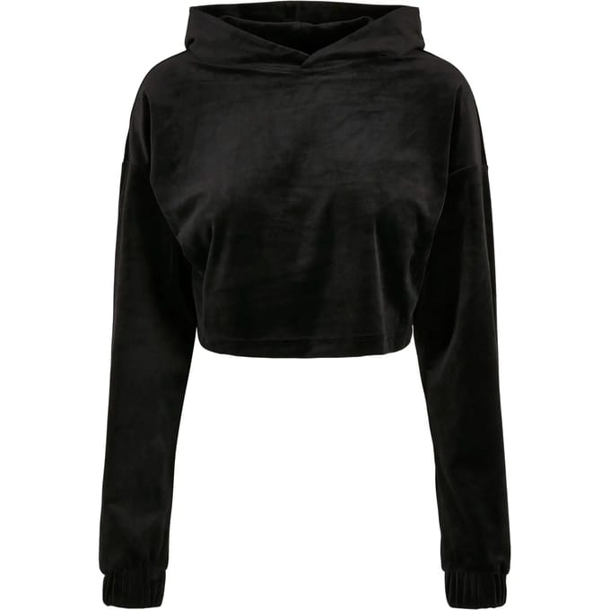Dames sweatshirt met capuchon Urban Classics cropped velvet oversized (GT)