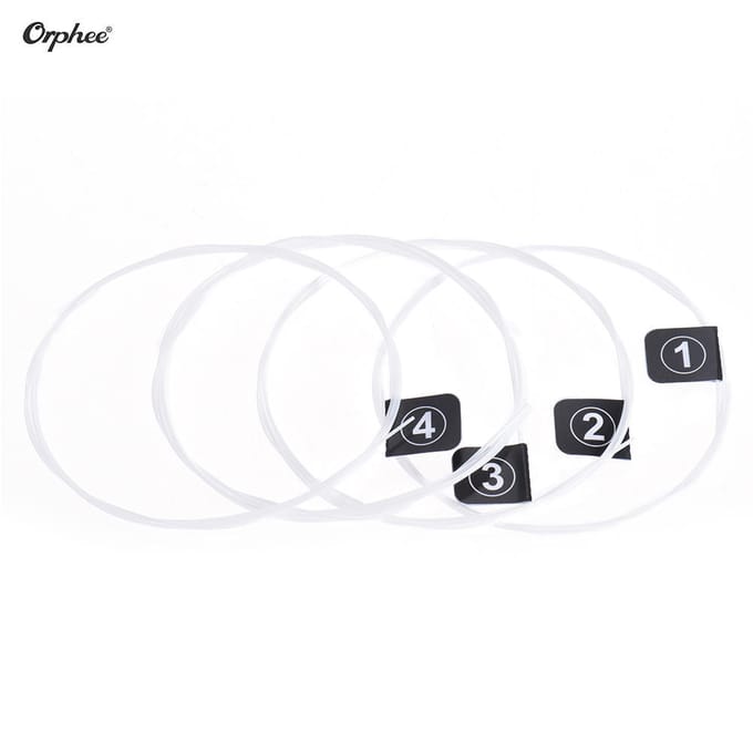 Orphee KX80 Ukelele Snaren Volledige Set 4 stuks Vervanging (.024-.026) Nylon harde spanning white