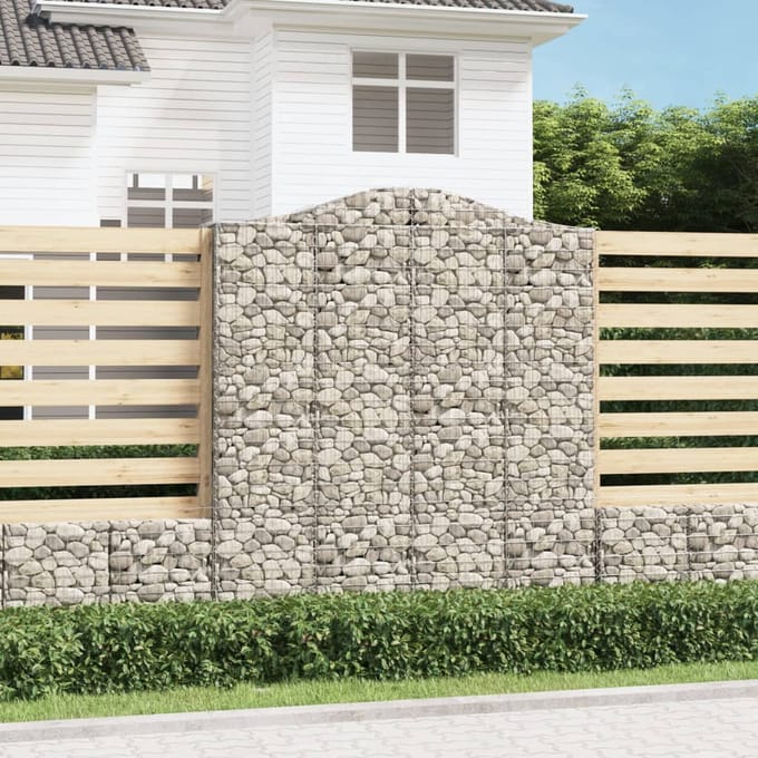 vidaXL Schanskorven 2 st gewelfd 200x30x220/240 cm ijzer