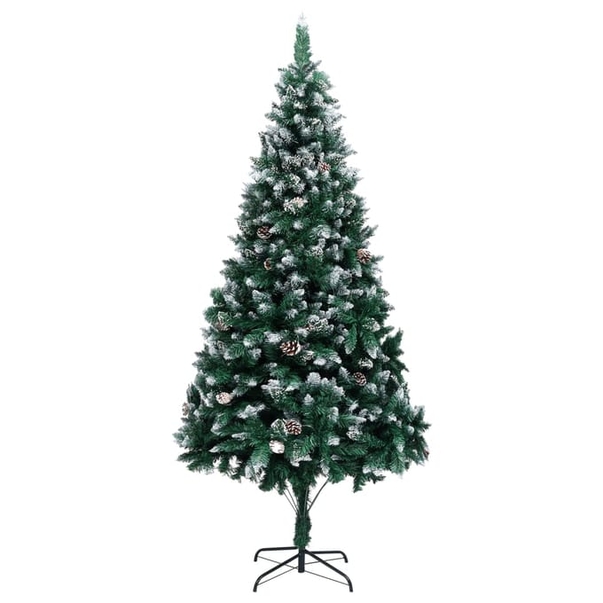 vidaXL - Kunstkerstboom - met - dennenappels - en - witte - sneeuw - 240 - cm