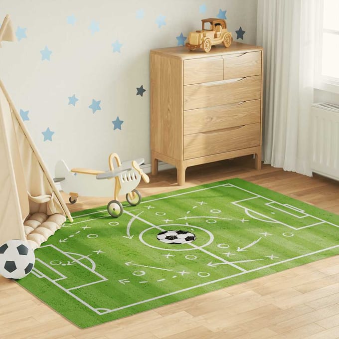 vidaXL - Kindervloerkleed - voetbalveld - wasbaar - 160x230 - cm - groen