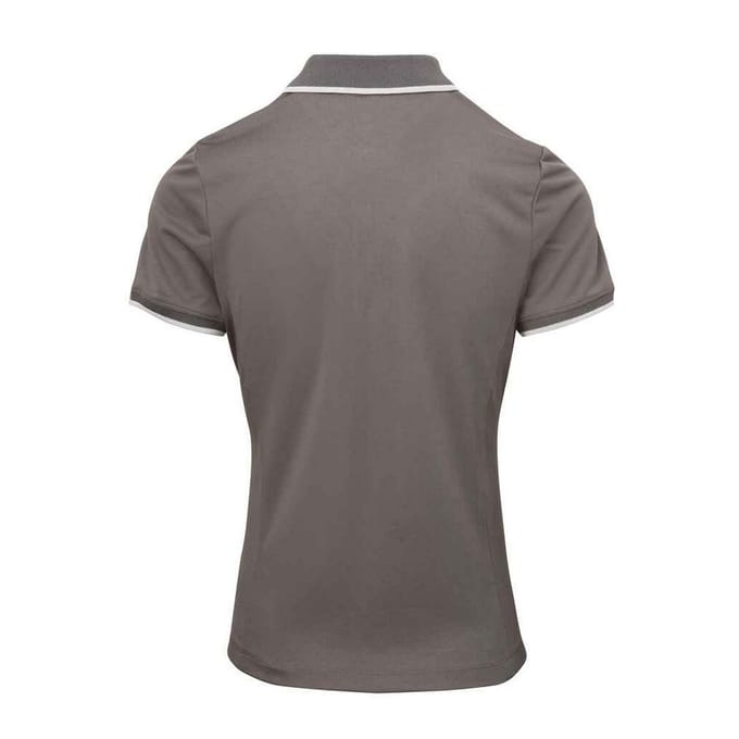 Premier Dames/Dames Coolchecker Contrast Poloshirt (Donkergrijs/zilver)