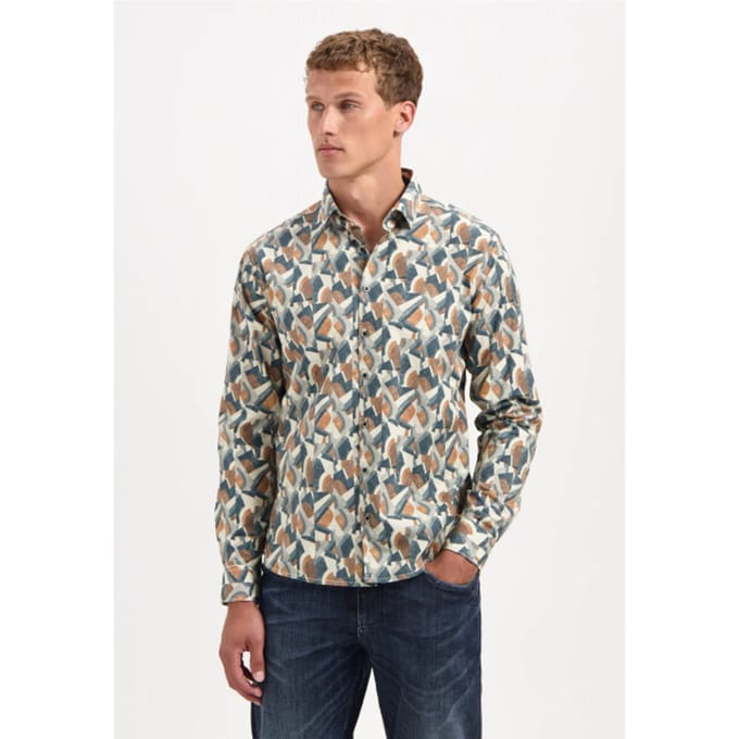 No Excess Shirt Stretch Allover Printed Night Größe: S | Casual hemden Outlet | Herren | Schwarz