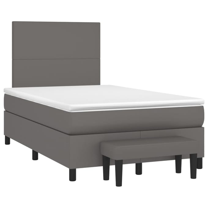 vidaXL - Boxspring - met - matras - kunstleer - grijs - 120x200 - cm