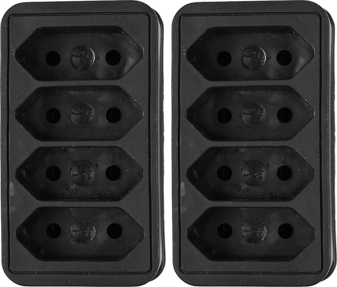 Benson Stopcontact splitter - 2x - quattro - zwart - voor 4 platte stekkers - verdeelstekkers