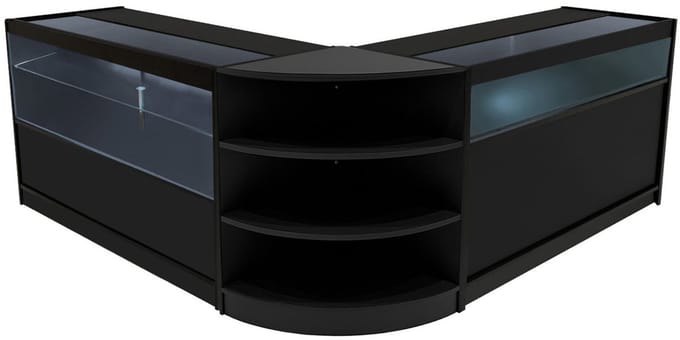 Harmonia led winkel toonbank set - zwart - 150+60 cm - 3-delig