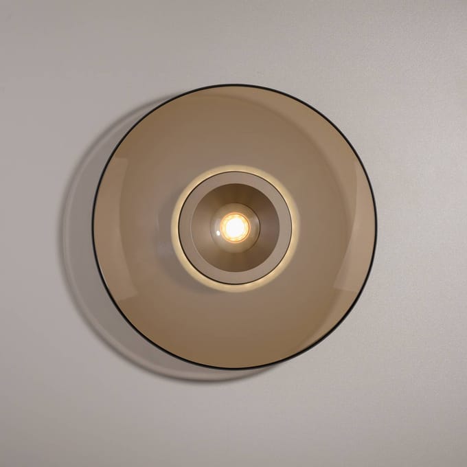 PURE LED plafondlamp Moon, brons, Ø 32 cm, glas/aluminium