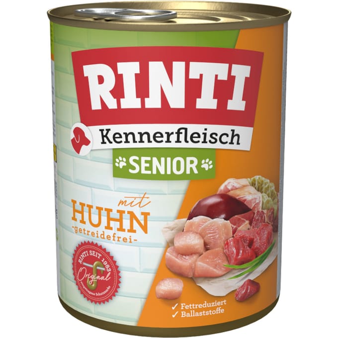 6x800g Senior "Kennerfleisch" Kip RINTI Hondenvoer