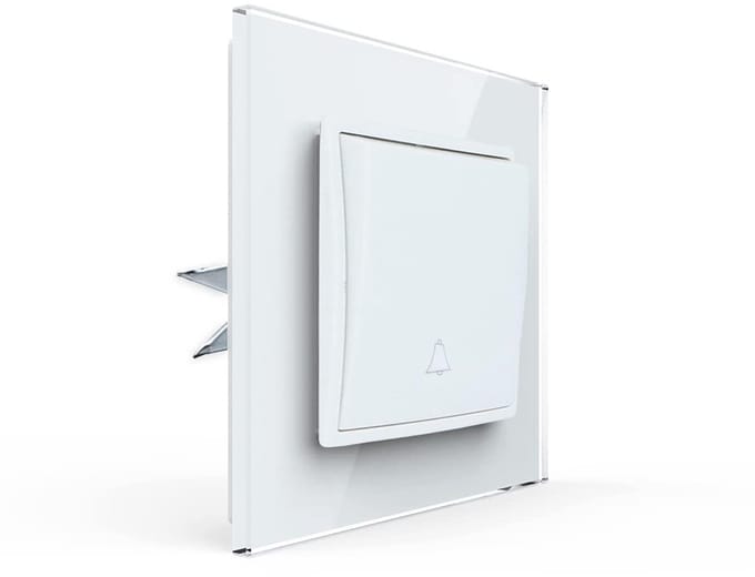 Knop Bel Schakelaar - Deurbel Wip - Inbouw Installatie - Glazen Frame - 1-voudig - Wit