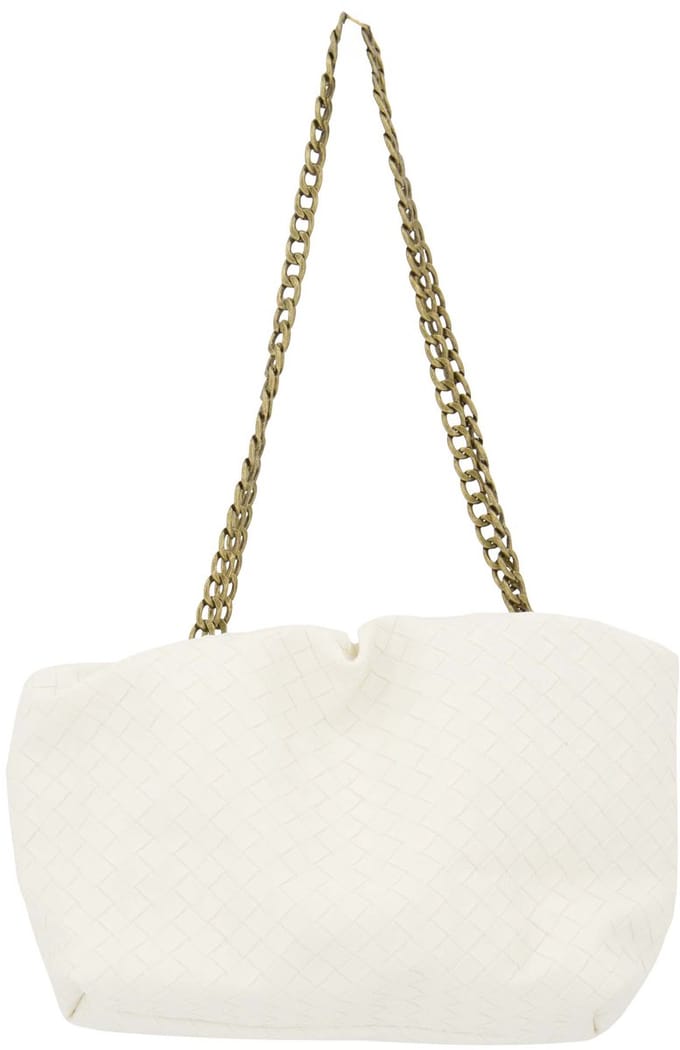 Zusss Gevlochten Tas Klein 100% PU Leer Off White